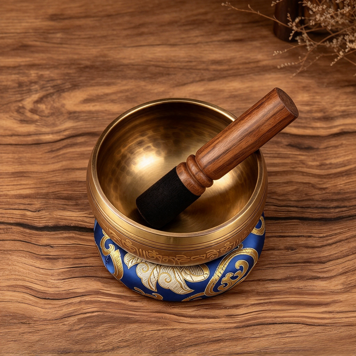 Tibetan Script Brass Singing Bowl — 11 cm