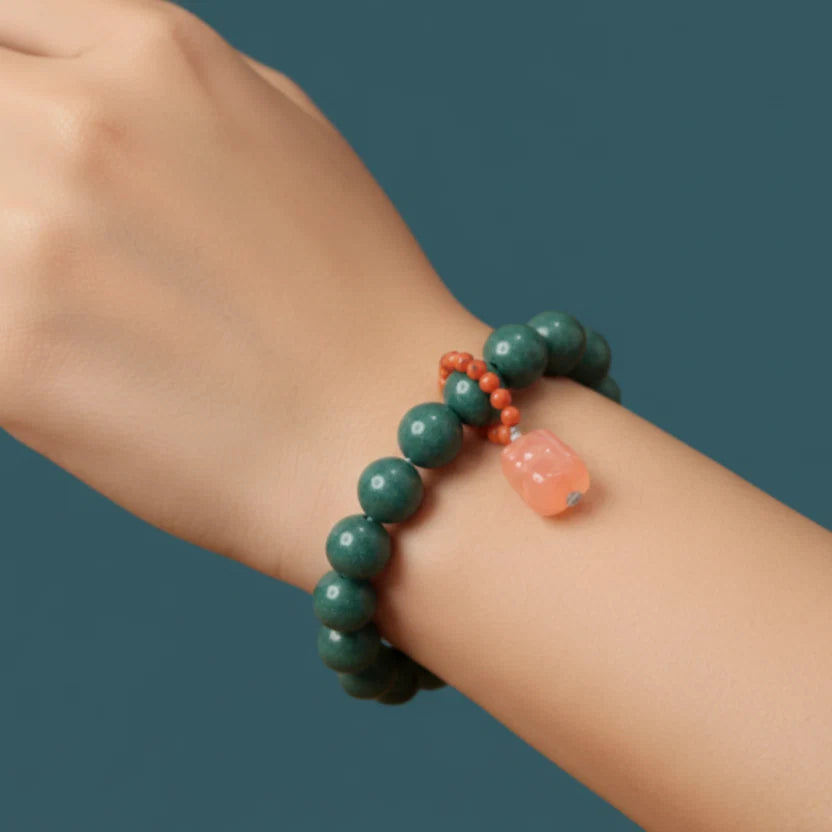 Peach Blossom Botanical Double-Wrap Bracelet